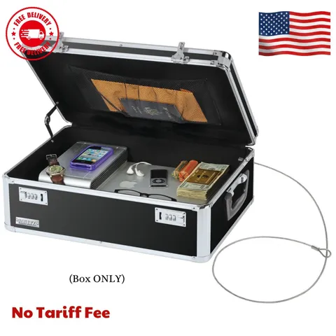 Black Locking Storage Chest with Combination Locks for Dorms