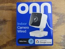 onn Indoor Camera Wired 1080p HDR Google Home Video History