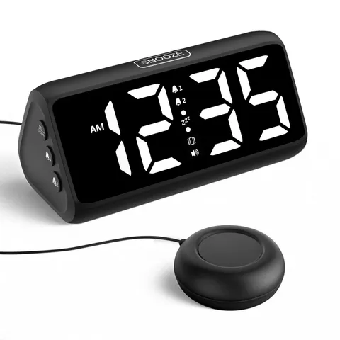 Netzu Loud Alarm Clock for Heavy Sleepers, Plug-in Alarm Clocks with Bed Shak...