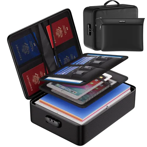 Fireproof Document Bag with Lock,File Organizer Set with Zipper Money Case,5 ...