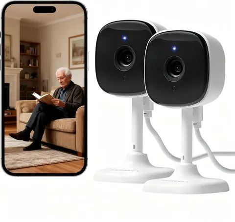 2 Pack 1080P Indoor Wired Security Cameras, Home Indoor Cameras for Dog/Cat/Pet/