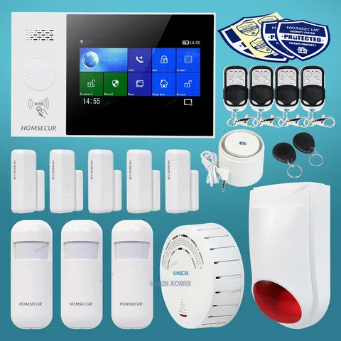 HOMSECUR Wireless WIFI 4G LCD Burglar Intruder Alarm System+PIR+5*Door Sensor
