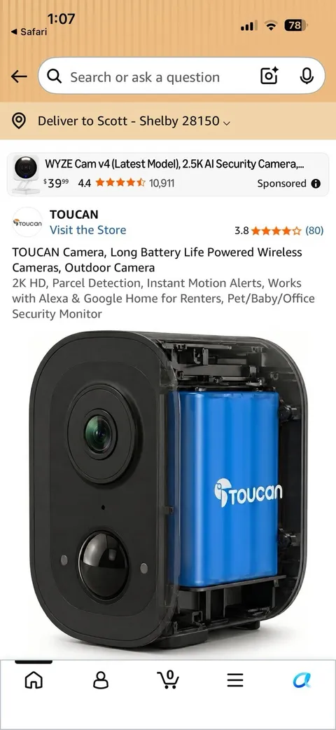 Toucan Wireless Security Camera S4 - Model# TWC400S - Black