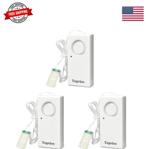 Water Alarms for Basements, 120dB, 37.8 Inches Cable, 3 Packs | Heater Leak D...
