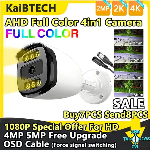 6LED 5MP 24H Full Color Night Vision CCTV Surveillance AHD Camera 4MP 1080P 4In1