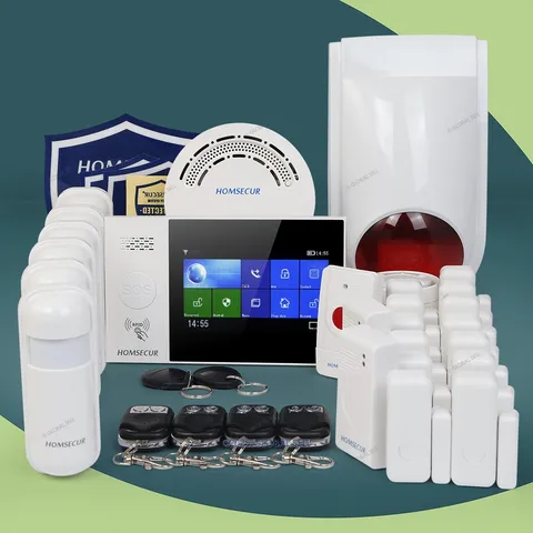HOMSECUR Wireless WIFI 4G GSM LCD Burglar Alarm System Touch Screen