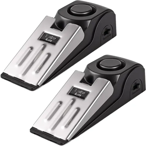 Door Stop Alarm w/Siren, Door Stopper, Security for Home Travel/Apartment, 2pk