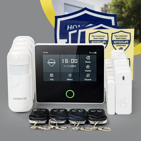 HOMSECUR Wireless WIFI 4G GSM SMS Autodial Burglar Alarm System Touch Screen