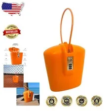 Portable Lock Box Safe Orange Combo Key Access Durable ABS Plastic 88 Cu In