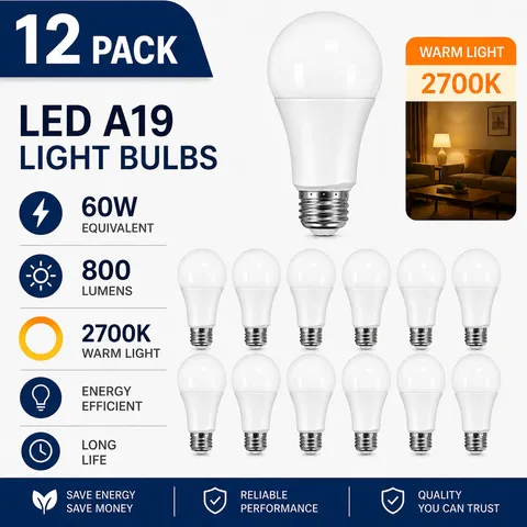 Satco S9596 60W 2700K LED Light Bulb A19 E26 E27 800 Lumens Vibration Resistant