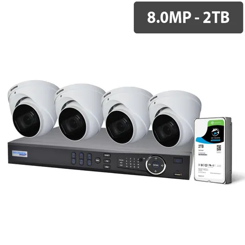 Securview Professional 8 Channel 8.0MP HDCVI Surveillance Kit (4 x Motorised