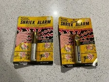 Vtg Pair  Shriek Alarm Personal Protection Sound Alarm NOS cool packaging 1960s