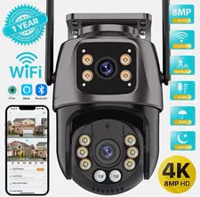 4K 8MP, 64G card Dual Lens WiFi Outdoor IP66 Camera, Auto Tracking, 2-Way Audio
