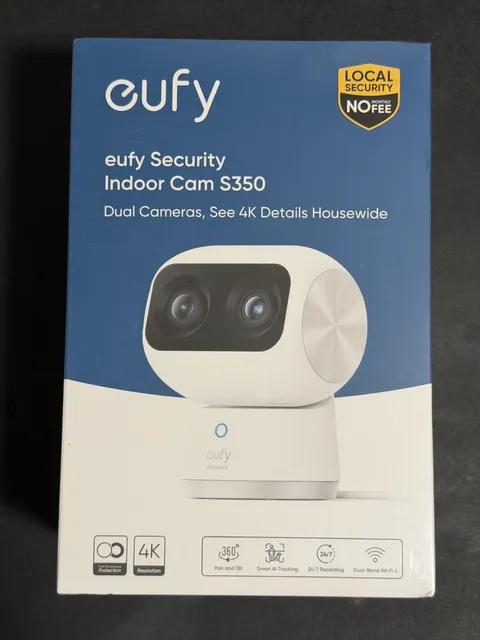 eufy S350 4K Indoor Security Dual Cameras 360° PTZ Baby Monitor 8×Zoom - Sealed