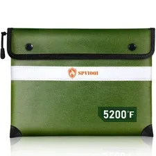 Fireproof Document Bag 5200F Heat Insulated Zipper 14.2x11 Inch Money Storage