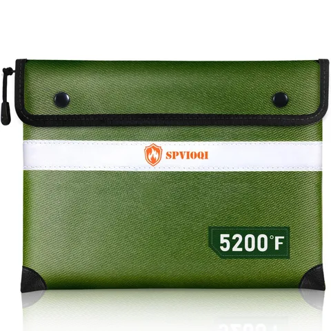 Fireproof Document Bag 5200F Heat Insulated Zipper 14.2x11 Inch Money Storage