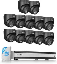 16CH 4K Home Security Camera System with 12 Dome Cameras & AI Detection