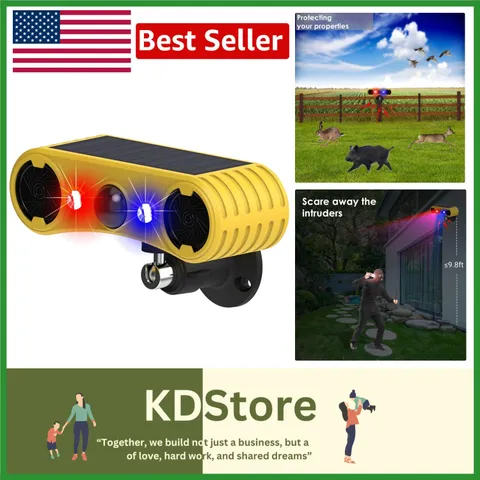 Solar Powered Motion Sensor Alarm - 130db & 13 Sounds for Ultimate Security