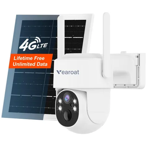 4G LTE Solar Security Camera for Areas Without WiFi, Lifetime Free Unlimited ...