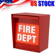 Safety Fire Department Box With Lock Hole Red Heavy Duty Steel ‎Wall Mount Quick