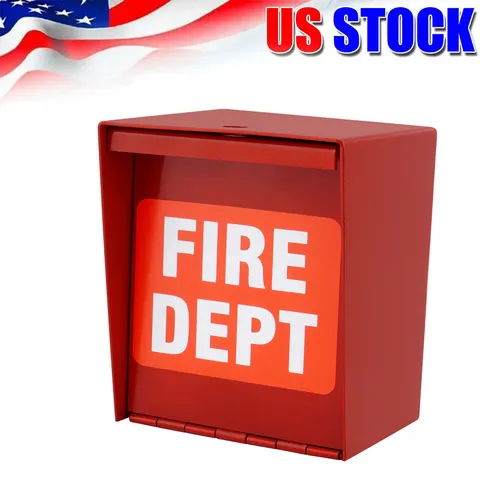 Safety Fire Department Box With Lock Hole Red Heavy Duty Steel ‎Wall Mount Quick