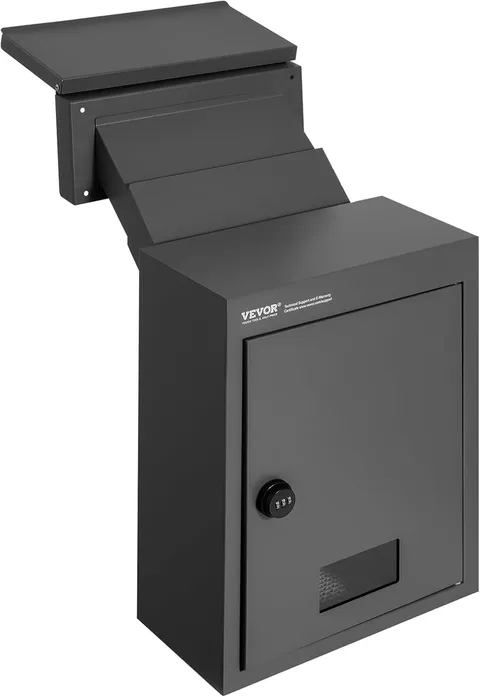 through the Wall Drop Box Deposit Safe 12.5X6.3X16.9, Rainproof Heavy Duty Steel