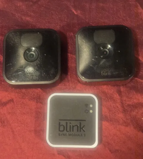 Blink outdoor battery powered security cameras 2 camera system & Sync Module 2 