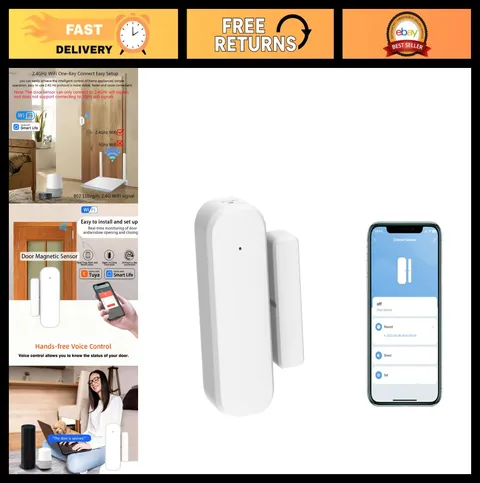 Smart WiFi Door Window Sensor, App Alerts, Alexa & Google Assistant Compatible,