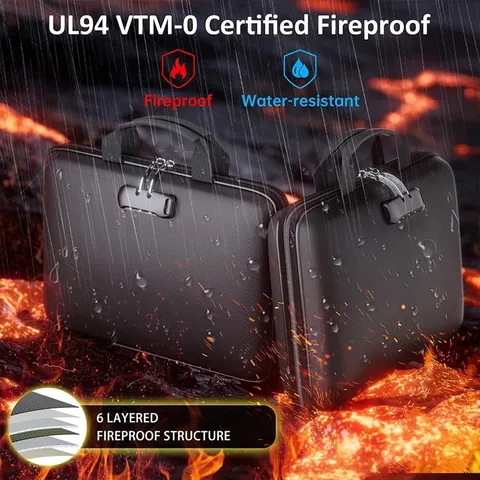 Fireproof Water-Resistant File Bag w/Combination Lock Secure Document Organizer