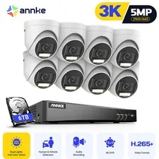ANNKE 4K 8CH DVR 5MP Full Color Security Camera System AI Detection H.265+ IP67