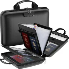 Fireproof Document Organizer with Lock, 13 Pocket Accordion File Folder, Black
