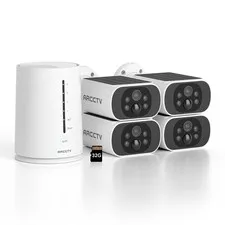 Solar Battery Security Camera System Wireless Outdoor 2 Way Audio Motion Detect