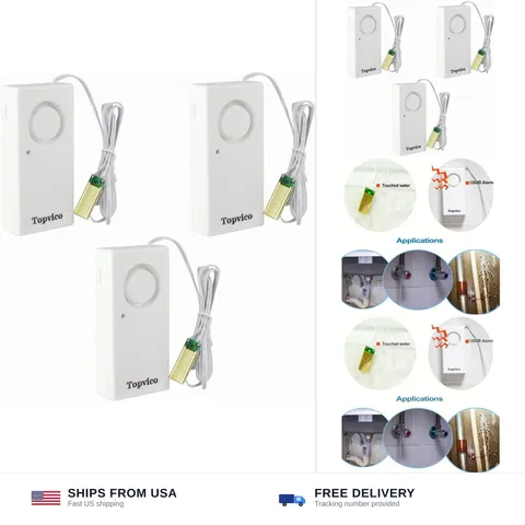 Water Leak Sensor Detector Flood Alarm for Basement RV Moisture 120dB Work Al...