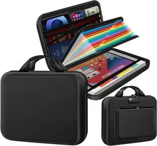 Hard Shell Fireproof Document Box with Combination Lock, 13 Pockets Accordion Fi