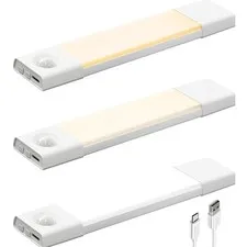 LED Motion Sensor Lights 8 Inch Rechargeable Dimmable 3 Color Temps Indoor