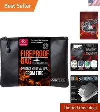 Black Fireproof Money Bag 10" x 13" – Protect Cash & Important Papers