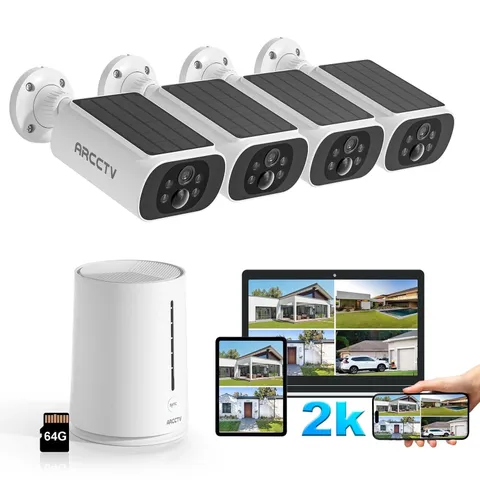 ARCCTV Solar Security Cameras Wireless Outdoor, 2K/4MP Home Security Camera