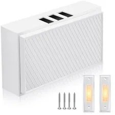 Saillong Wired Doorbell Chime with 2 Lighted Push Buttons, 16V White, Yellow 
