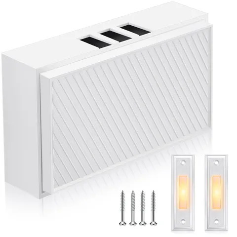 Saillong Wired Doorbell Chime with 2 Lighted Push Buttons, 16V White, Yellow 
