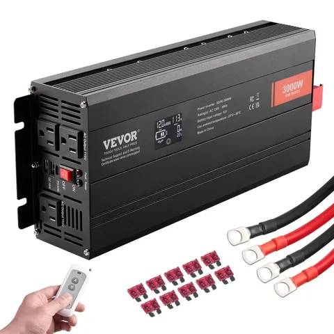 Pure Sine Wave Inverter, 3000 Watt, DC 12V to AC 120V Power Inverter with 2 AC O