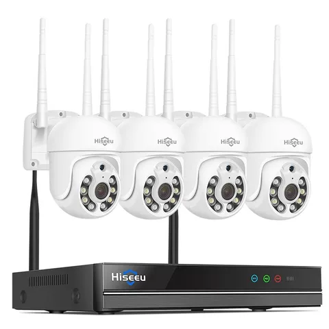 【 5mp, Two-Way Audio, 360 ° Tracking】 Monitoring Camera Wireless Hiseeu white