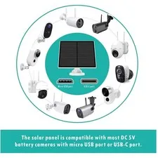 5V Solar Panel for Rechargeable Battery Camera, 360° Bracket