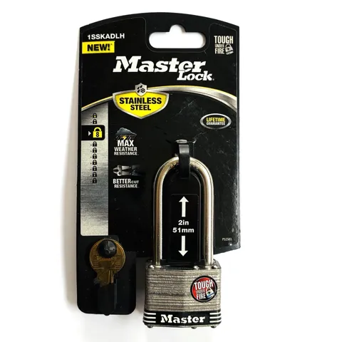 Master Lock Stainless Steel Keyed Padlock Level 8 Tough Under Fire Lock 2”