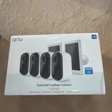 Arlo 2K Essential Outdoor Camera 2nd Gen, 4 Cameras and 2 Solar Panels, White