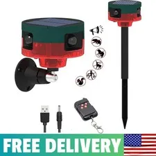 Solar Outdoor Motion Sensor Alarm-Dog Barking&Gunshot Sound,130db Loud Noise