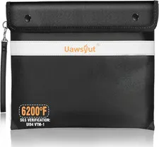 Fireproof Document Bag - 6200°F Important Document Bags with Zipper, Water Resis