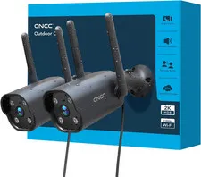 2K Outdoor Security Camera, 24/7 Recording, Plug-In, AI, Black-2P