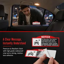 4 Pack Car Video Recorder Stickers, (9 x 3.5 cm/W x H) -Camera Audio Video Re...