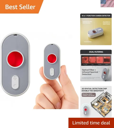 Compact Anti-Spy Hidden Camera Detector with Vibration Alerts & LED Light