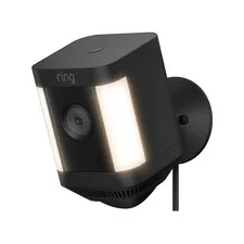 PLUG-IN Ring Spotlight Cam Plus, Two-Way Talk, Color Night Vision, Siren BLACK